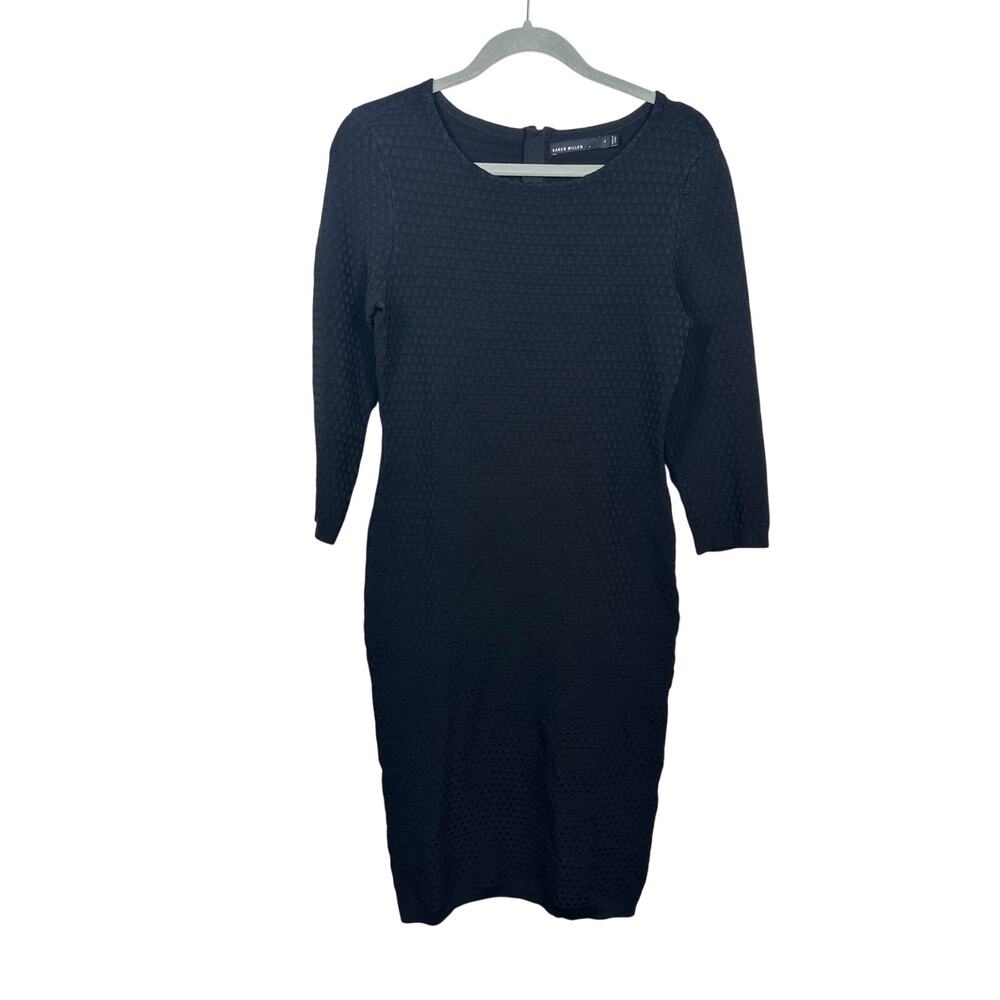 Karen Millen Midi Dress‎ Women 4 Black Excellent Textured Bodycon LBD KR188